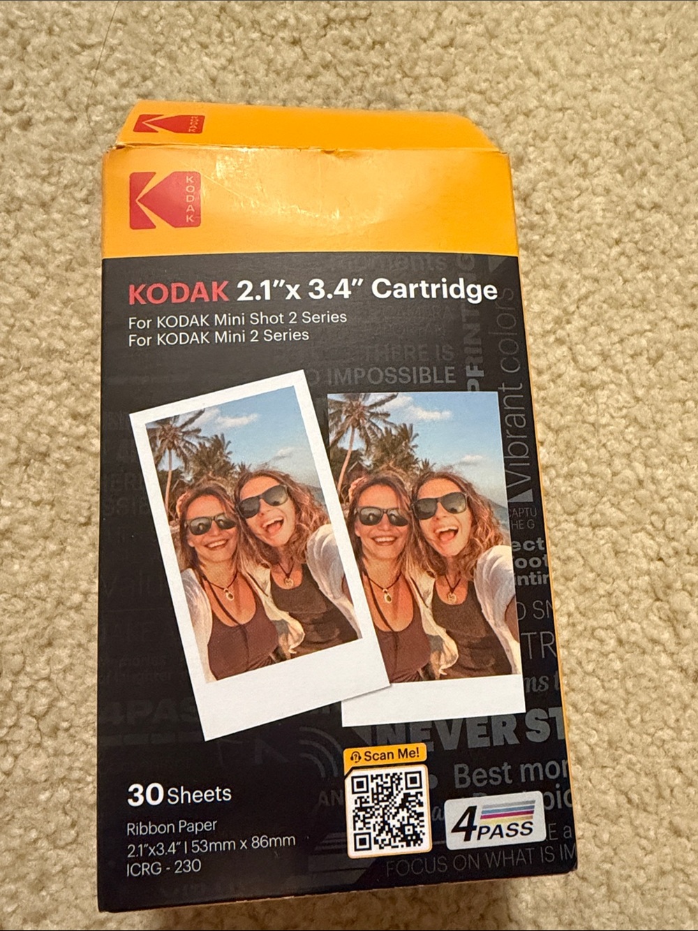 New, open box Kodak 2.1" x 3.4" Photo Paper, 30 sheets